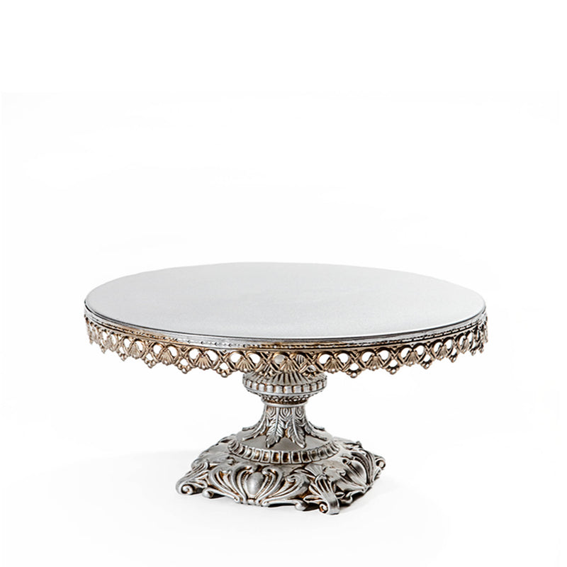 antique silver baroque style metal cake stand