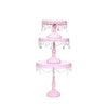 pink metal cake stand set of 3 with chandelier accents by opulent treasures