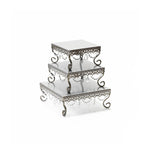 square metal silver chandelier cake stand set of 3 for dessert sweet tables