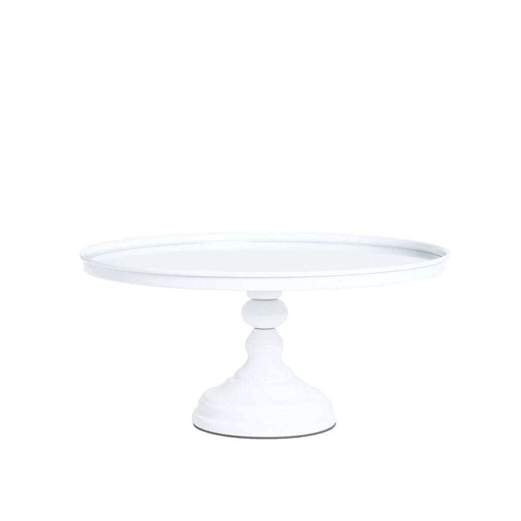 white mirrored round 12" pedestal metal cake stand