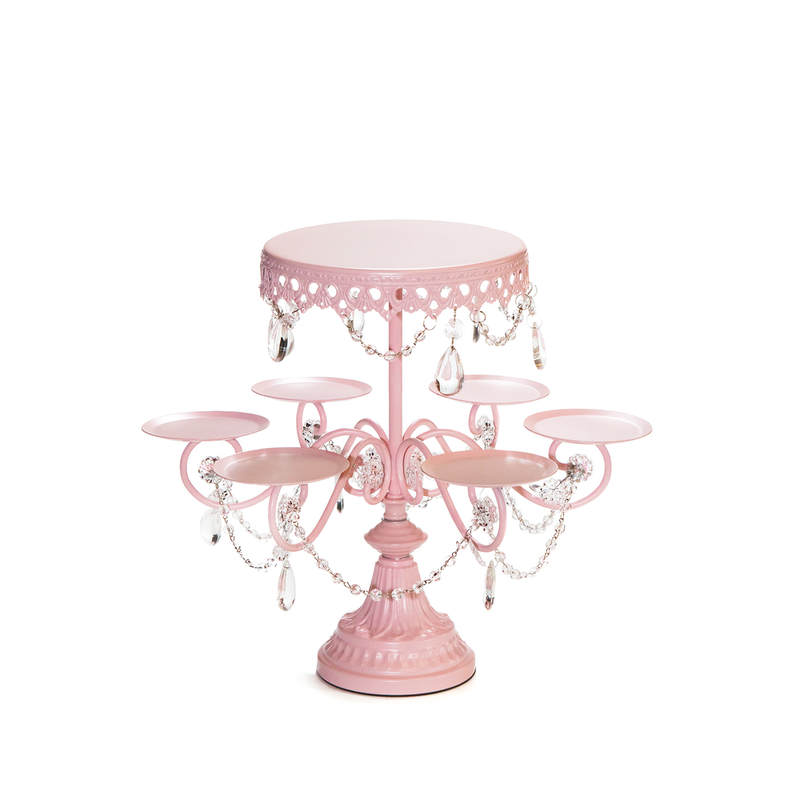 pink multi tier chandelier dessert stand by opulent treasures