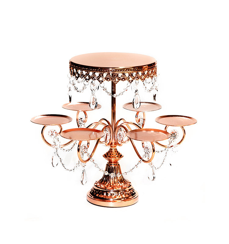 shiny metallic rose gold tiered cupcake dessert stand by opulent treasures
