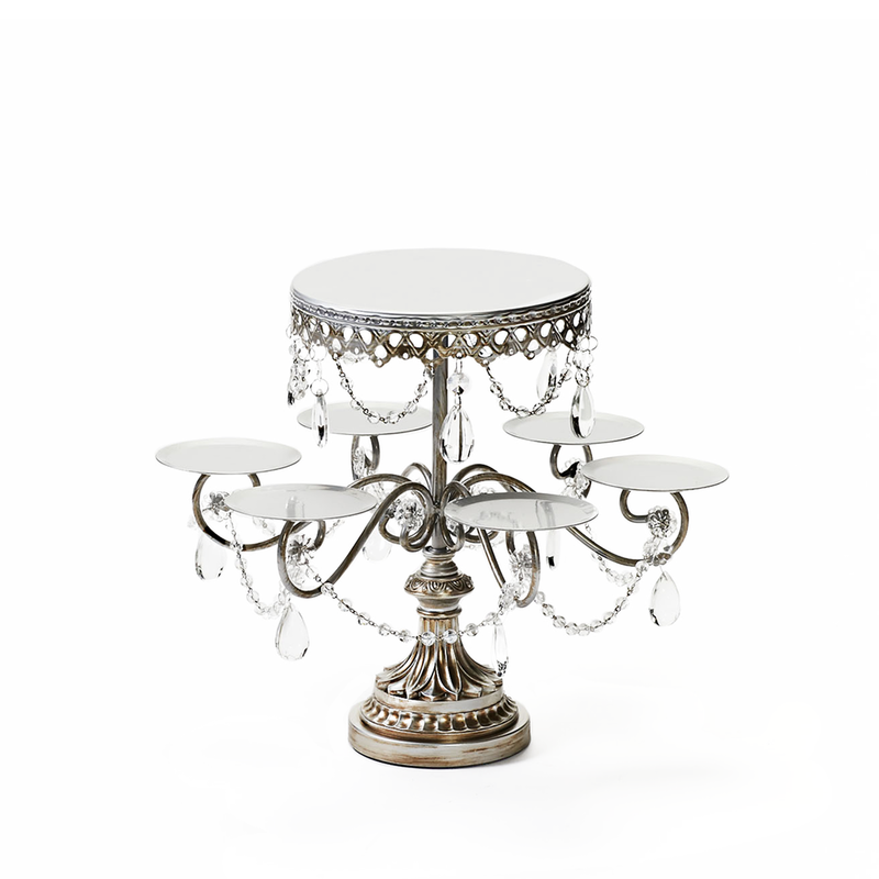 antique silver  multi tier chandelier dessert stand by opulent treasures