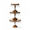 antique gold cake stand set of 3 with clear glass accents