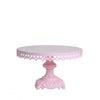 pink baroque style metal cake stand