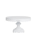 white baroque style metal cake stand