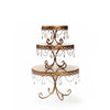 decorative cake stand set in antique gold with chandelier accents for wedding birthday cake
