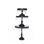 black metal cake stand set of 3 with chandelier accents by opulent treasures