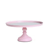 pink round cake stand with mirror surface