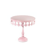 pink crown metal cake stand with pedestal base