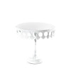 white crown metal cake stand with pedestal base