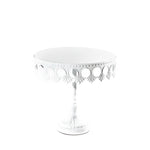 white crown metal cake stand with pedestal base