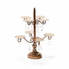 cupcake display stand in gold metal with clear chandelier accents