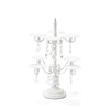 cupcake display stand in white metal with clear chandelier accents