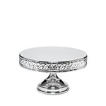 metallic shiny silver decorative round pedestal metal cake stand