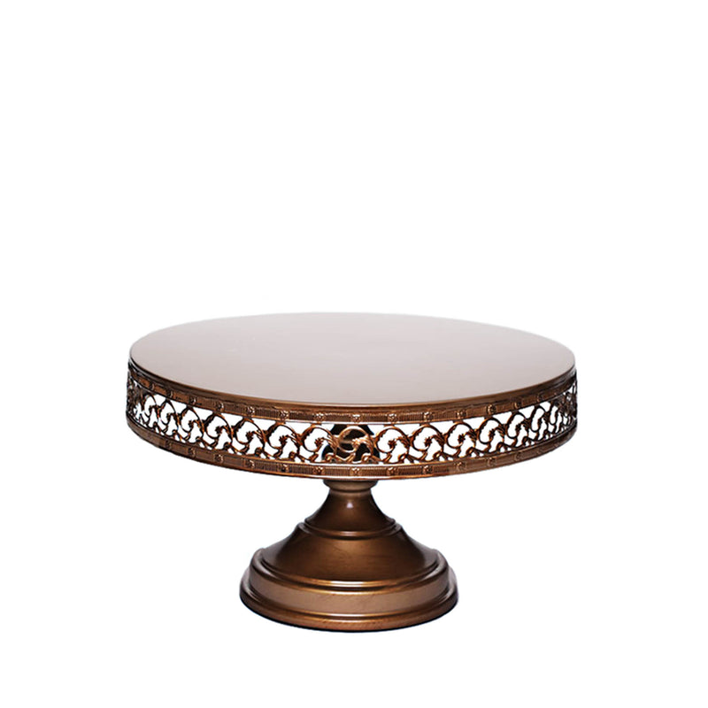 antique gold round pedestal cake stand