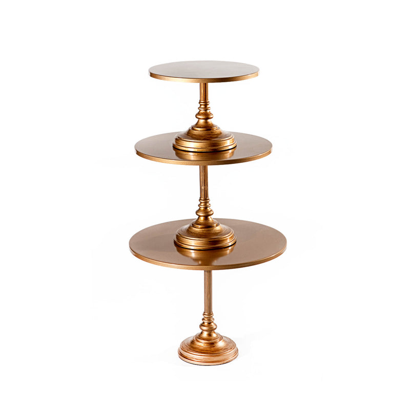 simple modern metal cake stand set in gold
