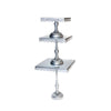 square silver metal cake stand set with pedestal base